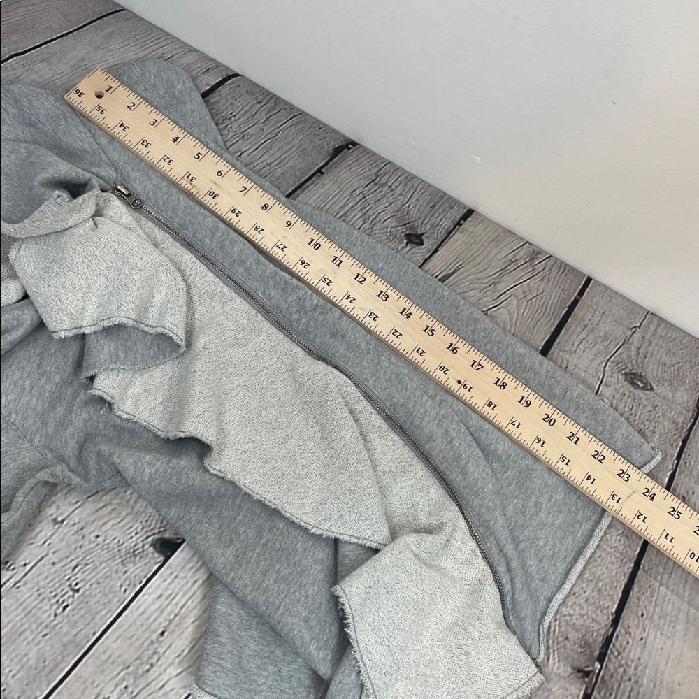 We the Free Free People Ebb and Flow Zip Up Ruffle Sweatshirt size XS Gray - Picture 14 of 14